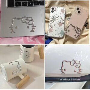 HELLO KITTY (Gold) Decals (2-Pc) for Laptop Car Mirror Cell‎ Phone Water Bottle